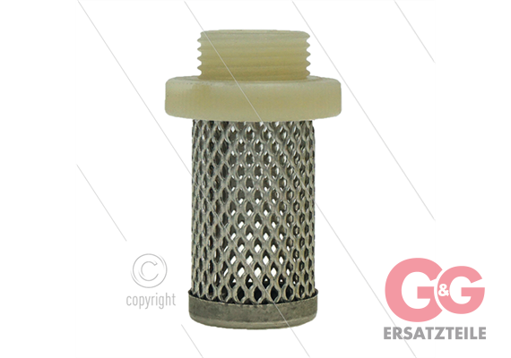 Saugsieb Edelstahl 304 mit Kunststoff Gewindeanschluss - 3/8" AG
