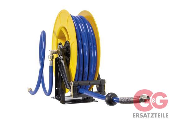 Schlauchaufroller 15 M. 1/2"IG:1/2"AG ABS Schlauch DN12 20 bar blau glatte Decke