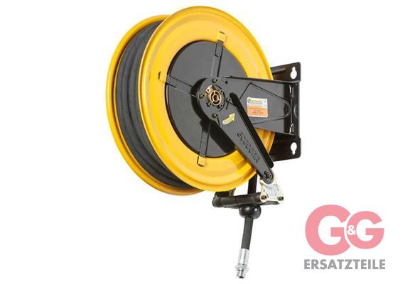Schlauchaufroller 15 M. 1/2"IG:1/2"AG lackiert Schlauch DN12 20 bar schwarz