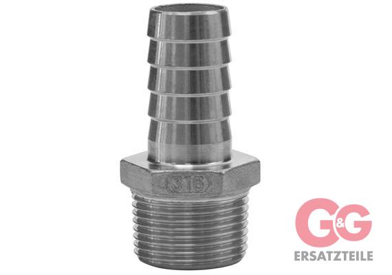 Schlauchtülle 3/4"AG NW19 Edelstahl ohne Dichtkonus