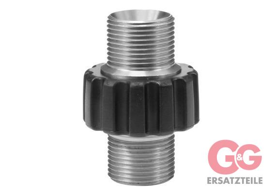 Schlauchverbinder M22x1,5 AG : M22x1,5 Edelstahl  mit Gummischutz