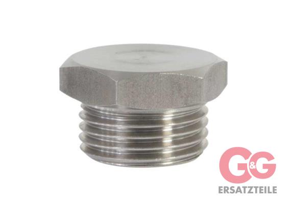 Stopfen 1/2"AG mit Aussensechskant SW24 Edelstahl 250 bar
