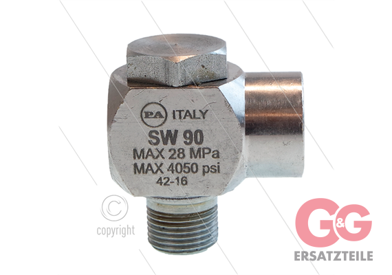SW90 - Winkeldrehgelenk - Messing / Edelstahl - 250 Bar - 40 l/min - max 90°C - 3/8" AG