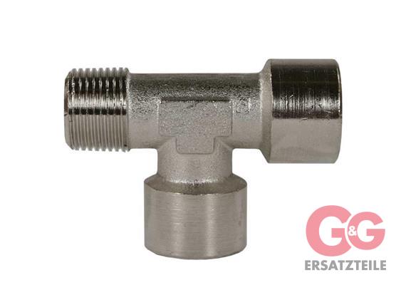 T-Stück 1/2"AG : 1/2"IG : 1/2"IG Messing 150 bar Länge: 67 mm Höhe: 32 mm