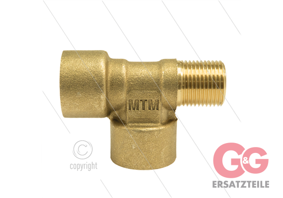 T-Stück - Messing - 300 Bar - 2 x 3/8" IG + 1 x 3/8" AG