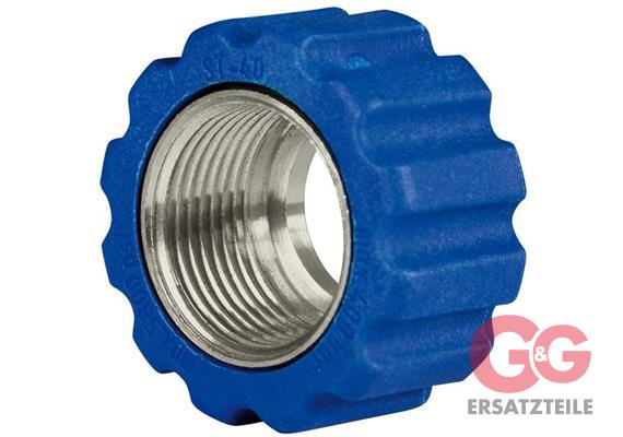 Überwurfmutter 22x1,5 16,4 mm Blau Edelstahl  für Waschgerätenippel