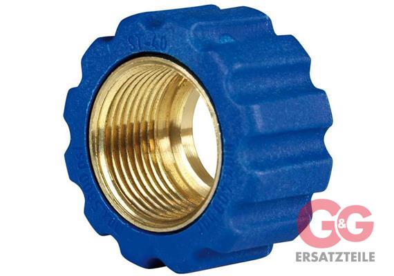 Überwurfmutter 22x1,5 16,4 mm Blau Messing  für Waschgerätenippel
