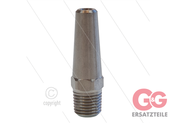 Verlängerte Edelstahl Düse 00.160 mit Stabilisator - 1/4" NPT AG