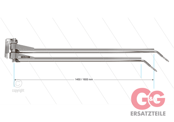 WAD - Doppel-Wandausleger - L=1450/1600mm - Anschluss Ein: 1/4" IG x Aus: 1/4" AG
