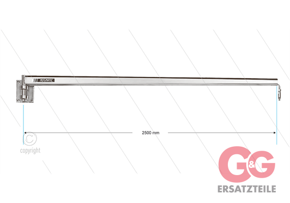 WAN - Wandausleger mit INOX-Rohr - L=2500mm - Rückstellung Rechts - Ein 1/4" IG x Aus 1/4"