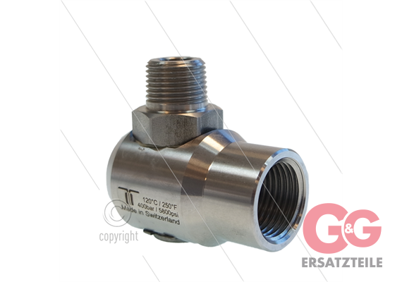 WDEI Drehgelenk - einfach gelagert - G1/2" IG BSP x R3/8" AG NPT - 400 Bar - NW9- 30 U/min