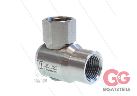 WDEI Winkeldrehgelenk - 1 lager - 2 x 1/2" IG - 400 Bar - NW11 - 30 u/min- max 120°C