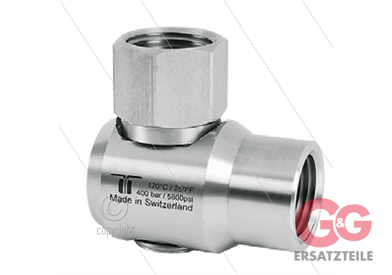 WDEI Winkeldrehgelenk - 1 lager - 2 x 1/4" IG BSP - 400 Bar - NW7 - 30 u/min - max 120°C
