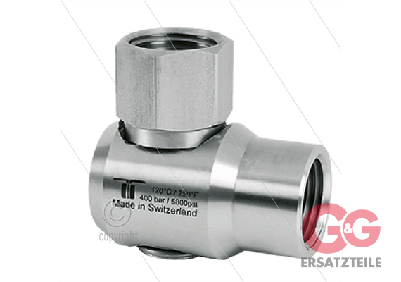 WDEI Winkeldrehgelenk - 1 lager - 2 x 3/8" IG - 400 Bar - NW9- 30 u/min- max 120°C