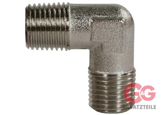 Winkel 1/2"AG : 1/2"AG Messing 150 bar / 150 °C  32x32 mm vernickelt