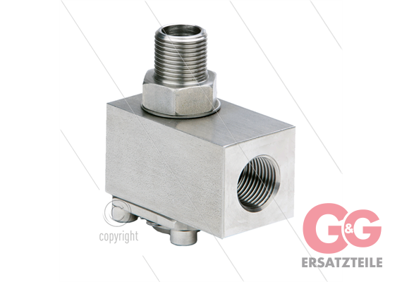Winkeldrehgelenk WDTH10/304 - 1/2" IG x 3/8" AG - 400 bar - NW10 - max. 100°C - Edelstahl