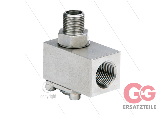 Winkeldrehgelenk WDTH12/304 - 1/2" IG x 3/8" AG - 300 bar - NW12 - max. 100°C - Edelstahl