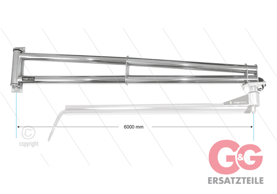 WSA - Wandschwenkausleger - L=6000mm - Anschluss Ein: 1/4" IG x Aus: 1/4" AG
