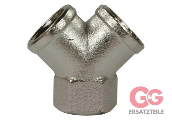Y-Stück 3/8"IG Messing vernickelt Länge: 37 mm Höhe: 40 mm