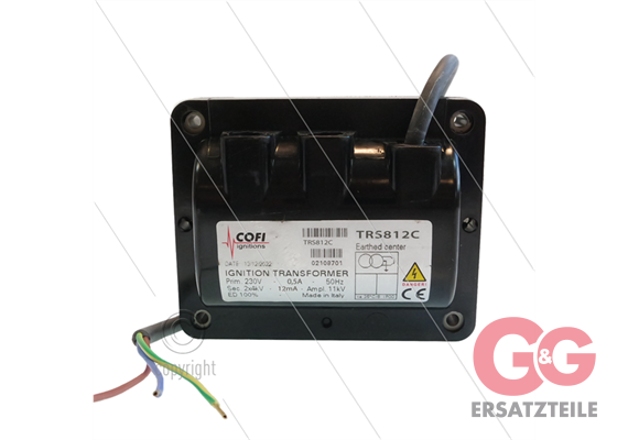 Zündtrafo COFI - TRS812C - Primair: 230V / 0,5A - Secundair: 2 x 4kV / 12mA - ED 100%