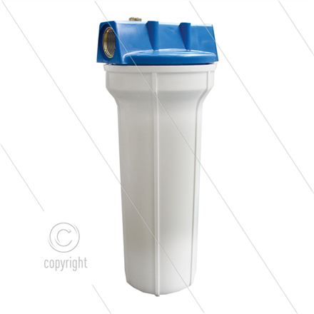 3/4" Filtergehäuse - 9" ohne Einsatz - Filtertasse weiß - max 8,6 bar - H=306mm - 2x 3/4"