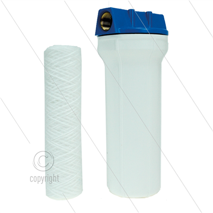 3/4" Filtergehäuse mit Filtereinsätze - Filtertasse weiß - 9" Baumwolle Einsatz - 20 mµ