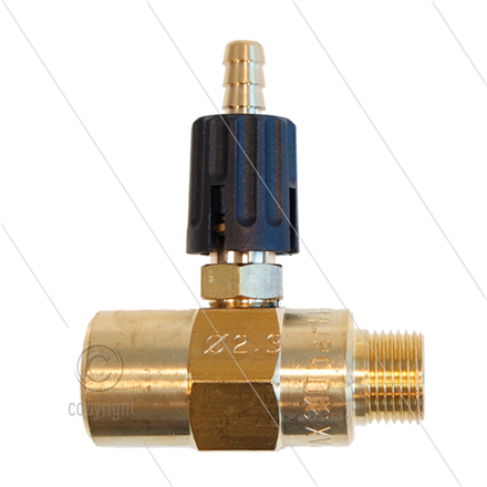 Chemieinjektor - Messing - Einstelbar - Ø2.3mm (150) - 280 Bar - 30 l/min - max 90°C - 3/8