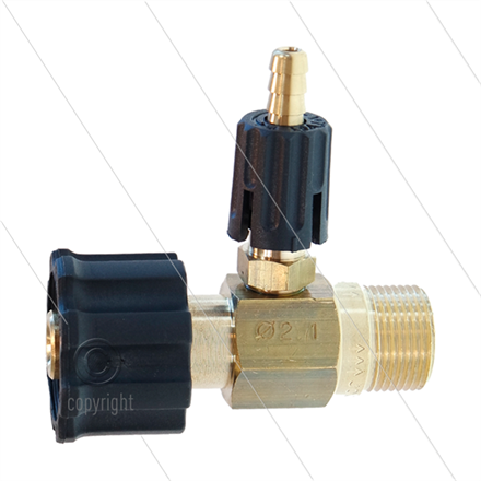 Chemieinjektor - Messing - Einstellbar - Ø2.1mm (120) - 220 Bar - 30 l/min - max 90°C - M2