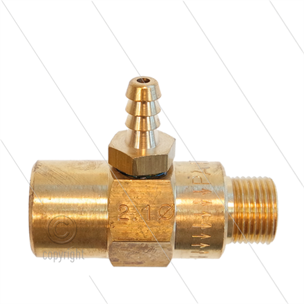 Chemieinjektor - Messing - Ø2.1mm (120) - 280 Bar - 30 l/min - max 90°C - 3/8" IG x 3/8" A