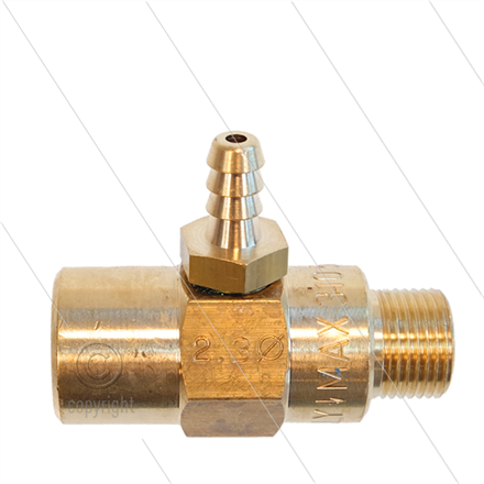 Chemieinjektor - Messing - Ø2.3mm (150) - 280 Bar - 30 l/min - max 90°C - 3/8" IG x 3/8" A