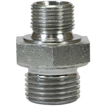 Doppelnippel 1/2"AG : 3/4"AG Stahl verzinkt Länge: 40 mm. Max. 400 bar / 150 °C