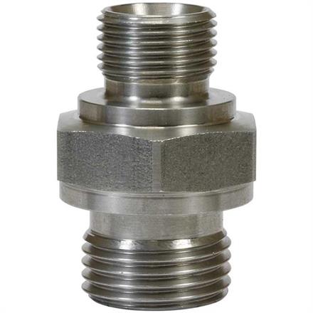 Doppelnippel 1/8"AG : 1/4"AG Edelstahl 500 bar Länge: 29 mm. Max. 150 °C