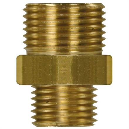Doppelnippel 1/8"AG : 1/4"AG Messing 400 bar Länge: 22 mm. Max. 150 °C