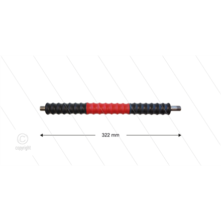Düsenrohr "Iso77" - L=322mm - gerade - Edelstahl - Handgriff L=300mm drehbar - schwarz/rot