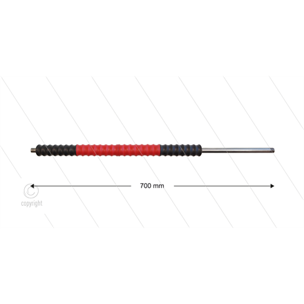 Düsenrohr "Iso77" - L=700mm - gerade - Edelstahl - Handgriff L=400mm drehbar - schwarz/rot