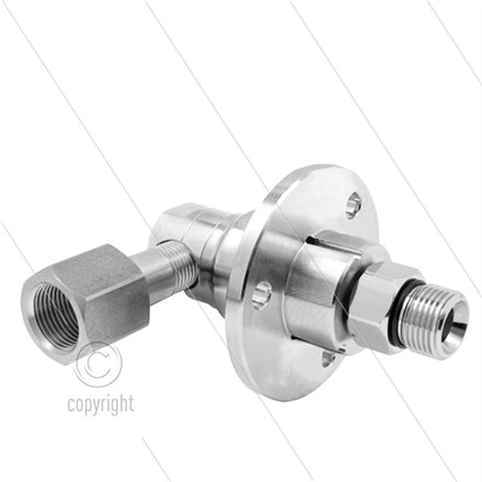 DXF Winkeldrehgelenk - dreifach gelagert - 3/8" IG x 3/8" AG - 170 Bar - NW6 - 2000 U/min