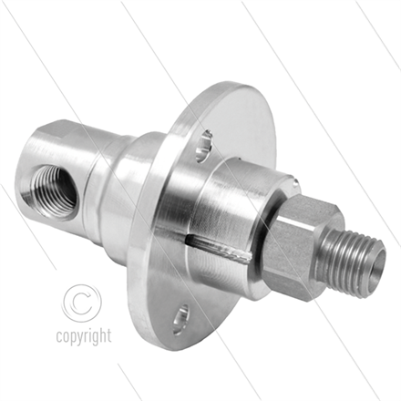 DYF Winkeldrehgelenk mit Flansch - dreifach gelagert - 1/4" AG x 3/8" AG - 275 Bar - NW6