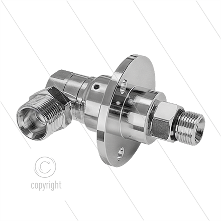 DYF Winkeldrehgelenk mit Flansch - dreifach gelagert - M22x1,5 AG x 3/8" AG - 275 Bar