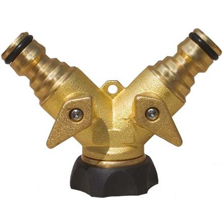 Hahnstück 3/4"IG Messing/Gummi mit 2 Ausgängen regelbaren Ausgängen