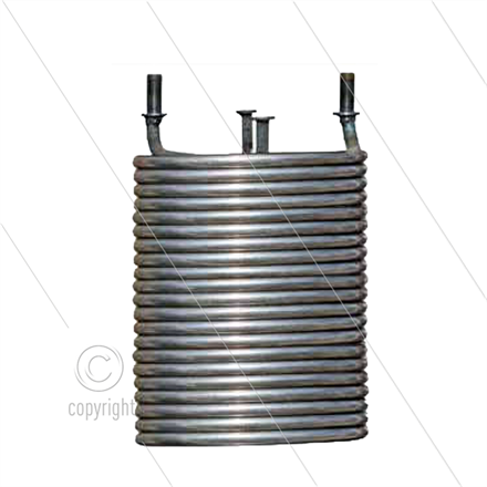 Heizschlange Portotechnica - Abstand der Anschlüsse: 250mm - Rohr Ø17 - H: 480mm x Ø300mm