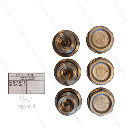 Kit 158 - Satz Ventilstopfen + O-Ringe (6x) - vernickelt - M24x1,5x17 - Serie 44 + 63 HTS