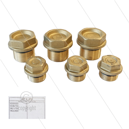Kit 270 - Satz Ventilstopfen + O-Ringe - Messing - 3x M18x1.5x10 + 3x M24x1,5x16,7