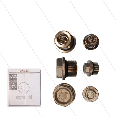 Kit 292 - Satz Ventilstopfen + O-Ringe (6x) - Messing vernic