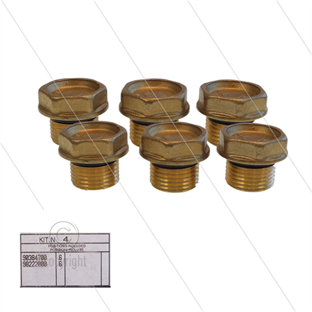Kit 4 - Satz Ventilstopfen + O-Ringe (6x) - Messing - M24x2x16,5 - Serie 47