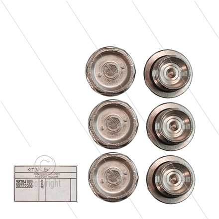 Kit 5 - Satz Ventilstopfen + O-Ringe (6x) - Messing vernickelt - M24x2x16,5 - Serie 47