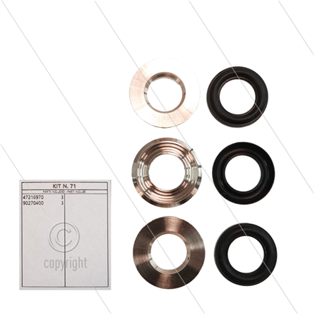 Kit 71 - Satz Messing Zwischenringe + restop-Ringe Ø20mm (3x) - Serie 47 + 48 + 69