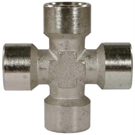 Kreuzstück 1/4"IG Messing vernickelt 150 bar Länge: 51 mm Höhe: 51 mm