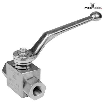 Kugelhahn 2-Weg, Stahl/verzinkt blau -KUH-10 2xG3/8"F NW6 500bar