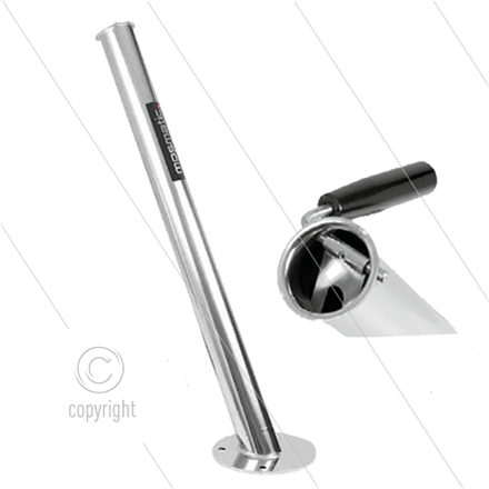 Lanzenhalter - Edelstahl - für bodenmontage - mit leckanschluss Ø20mm - mit lanzen-stop