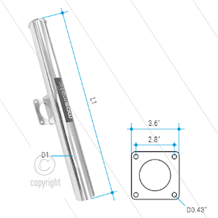 Lanzenhalter - Edelstahl - für Wandmontage - L=590mm - Ø60mm